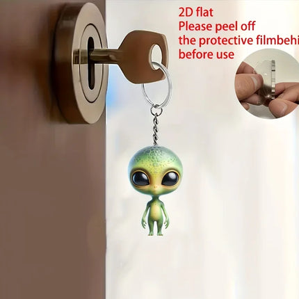 Keychain Green Alien 2D Science Fiction Car Pendant - Keychain - Kingonedom - Mad Fly Essentials