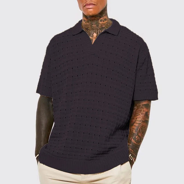 Men Smart Casual Hollow Turn-Down Sweaters