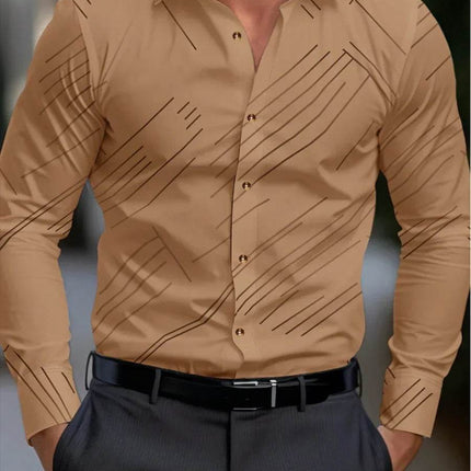 Men New Fashion Solid Long Formal Lapel Business Casual Dress Shirt - Mad Fly Essentials