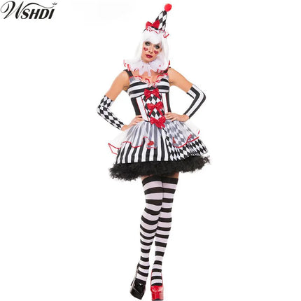 Women Funny Circus Clown Halloween Cosplay Costume