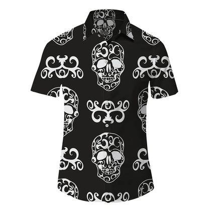 Shirt Men Hawaiian 3D Lapel Skull Party Tees - Shirt - Oufisun - Mad Fly Essentials