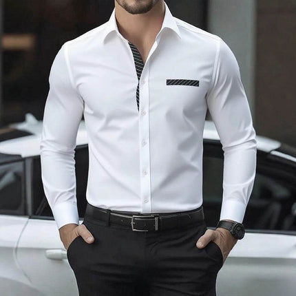 BC Men Fashion Solid Long Sleeve Business Casual Shirt - Mad Fly Essentials