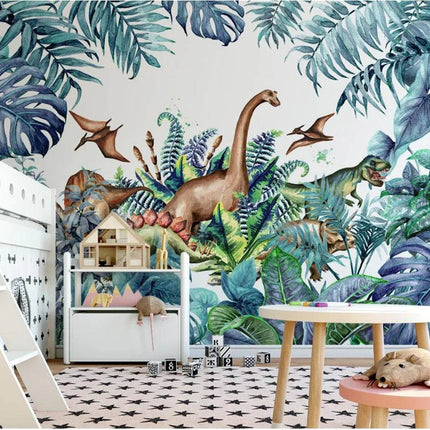 Custom 3D Dinosaur Forest Mural Wallpaper - Mad Fly Essentials