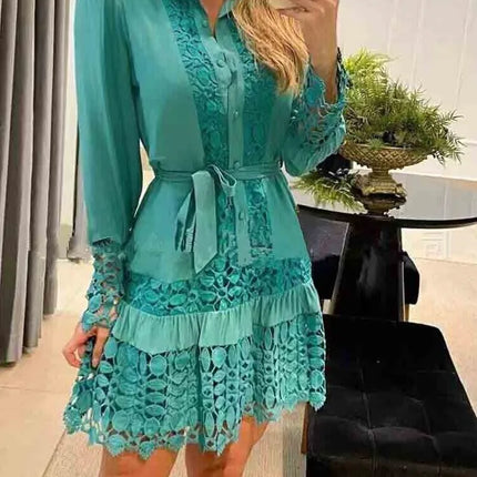 Party Dress Women Long Solid Lace Mini Dress - Party Dress - Owner Girl - Mad Fly Essentials