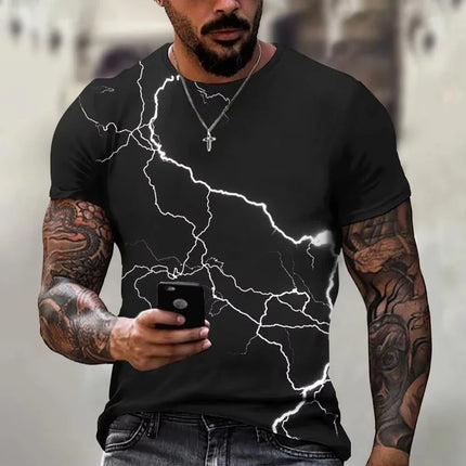 Shirt Men 3D Summer Fashion Lightning Tees - Shirt - Basic Gold Yao - Mad Fly Essentials