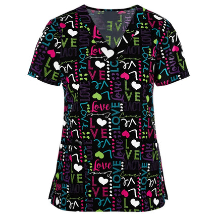 Nursing Scrub Women V-Neck Hearts Pet Spa Scrub - Nursing Scrub - Animal Unicorn - Mad Fly Essentials