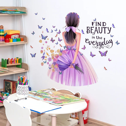 English Girl 2pc Butterfly 3D Wall Stickers