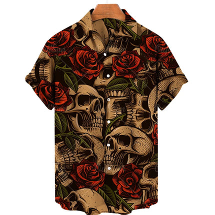 Shirt Men Hawaiian 3D Lapel Skull Party Tees - Shirt - Oufisun - Mad Fly Essentials