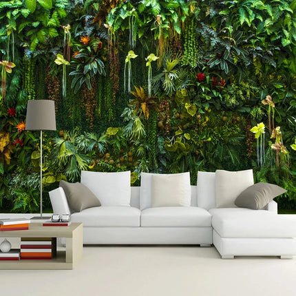 Custom 3D Nordic Green Rainforest Mural Wallpaper
