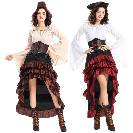 Women Medieval Halloween Pirate Captain Costume Set - Mad Fly Essentials