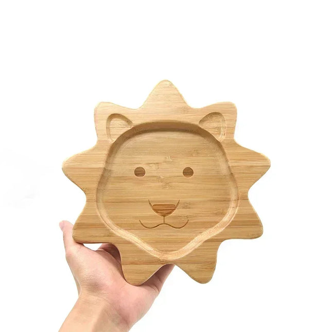 Eco-Friendly Baby Food Wooden Animal Dinner Tray Set