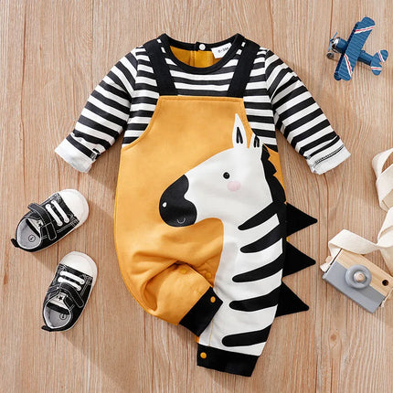 Baby Boy Cartoon Strap 3D Zebra 0-18M Jumpsuit Rompers