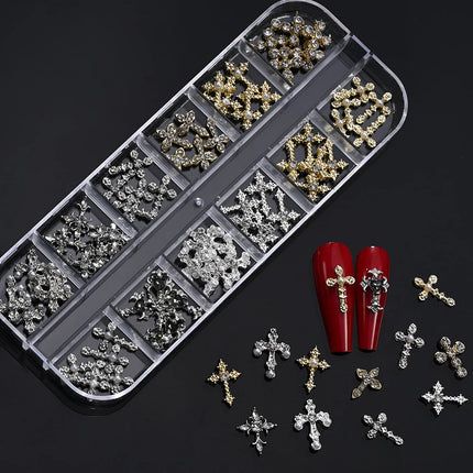 Nail Essentials Metal Punk Full Glitter Diamond Cross Nail Art - Nail Essentials - Nail Art - Elaimei - Mad Fly Essentials