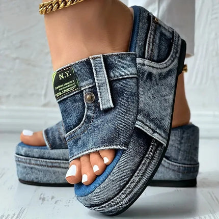 Slippers Women Summer Denim Beach Sandals - Slippers - OEING - Mad Fly Essentials