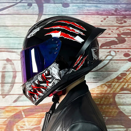 ORZ Motorcycle Full Face Black Grey DOT Racing Helmets