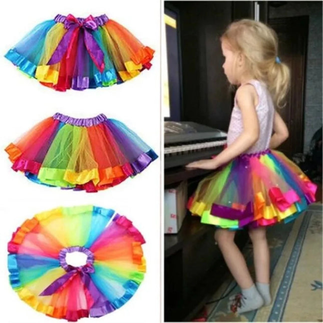 Baby Girl Rainbow Ballet Dance Tutu Skirt