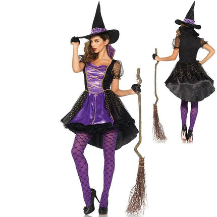 Women Carnival Halloween Purple Witch Costume - Mad Fly Essentials