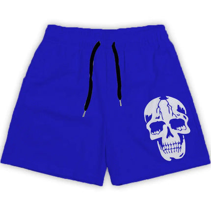 Men Breathable Mesh Skull Fitness Shorts
