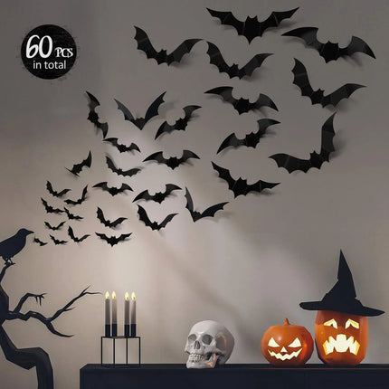 Home Decor 120pc 3D Bat Halloween Decoration Stickers - Home Decor - Sproutfox - Mad Fly Essentials