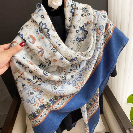 Women Spanish Silk Pashmina Floral Square Shawls - Mad Fly Essentials