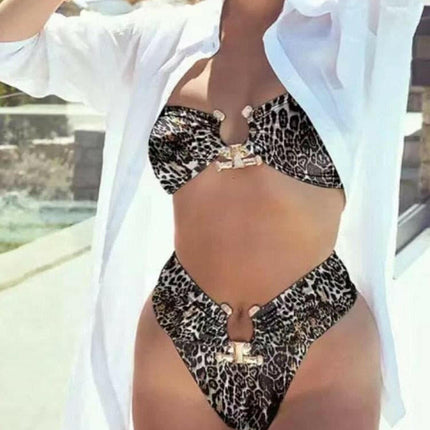 Women Off-Shoulder High-Cut Black Bikini-2023 Brazilian Swimwear