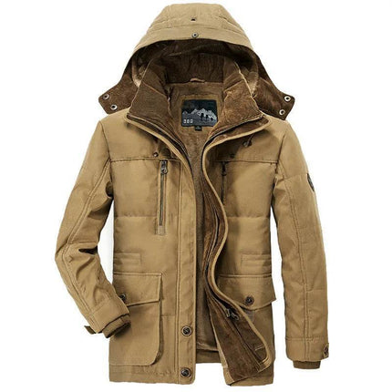 Men Long Winter Down Cargo Hooded Jackets - Mad Fly Essentials
