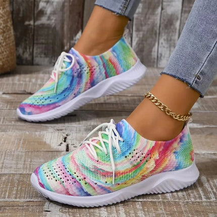 Sneakers Women Rainbow Lightweight Knitted Canvas Shoes - Sneakers - Lilicochan - Mad Fly Essentials