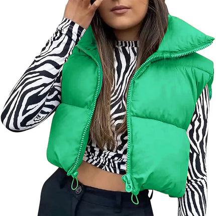 Jacket Women Cropped Vest Sleeveless Puffer Outerwear - Jacket - Sunsiom - Mad Fly Essentials