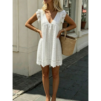 Mini Dress Women Lace Jacquard Hollow Pocket Dress - Mini Dress - Suit Set - Mad Fly Essentials