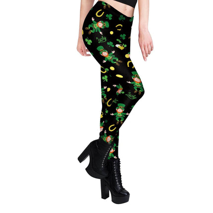 Women Lucky Shamrock High Waist Leggings - Mad Fly Essentials
