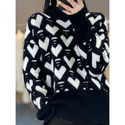 Sweater Women Half Sleeve Heart Casual Top - sweater - Lidou - Mad Fly Essentials