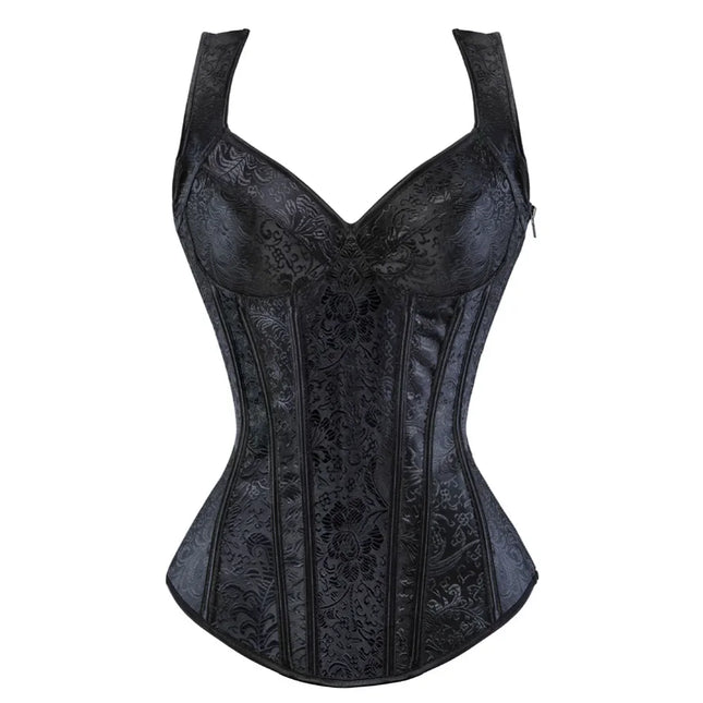 Corset Women Vintage Gothic Jacquard Plus Bustier - Corset - Gothica - Mad Fly Essentials