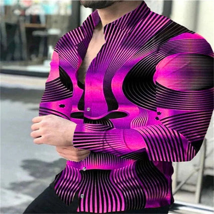 Men Geometric Long Business Casual Shirts
