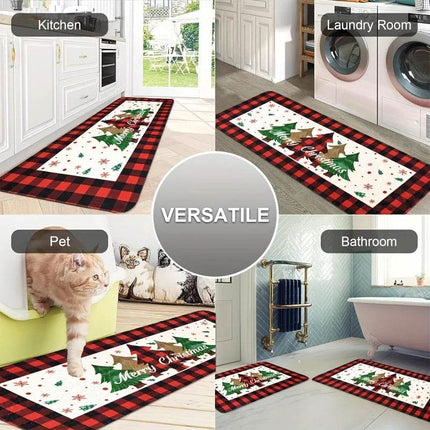 Home Seasonal Christmas Red Plaid Floor Mat - Mad Fly Essentials