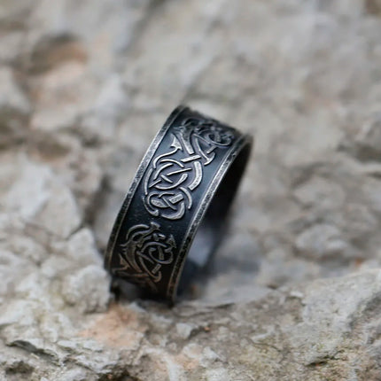 Ring Men 316L Stainless Norse Viking Retro Dragon Band - Ring - Epoxy - Mad Fly Essentials