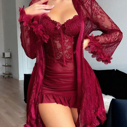 Nightgown Women Floral Lace Bridal Loungewear - Nightgown - Thinyful - Mad Fly Essentials