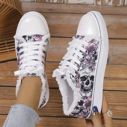 Women Footwear Skull Bat Vulcanized Retro Canvas Shoes Sneakers - Women Footwear - Maogu - Mad Fly Essentials