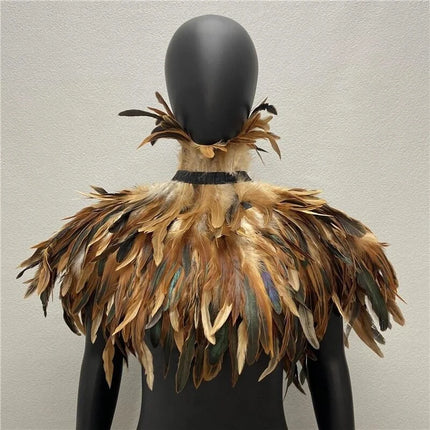 Women Shoulder Cape Gothic Feather Victorian Costume Shawl