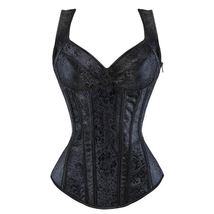 Corset Women Strap Polka Jacquard Gothic Bustier - Corset - Elsvios - Mad Fly Essentials