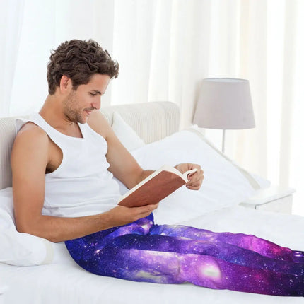 Pants Mem Purple Blue Starry Night Nebula Pajama Pants Sleepwear - Pants - Sonkpuel - Mad Fly Essentials