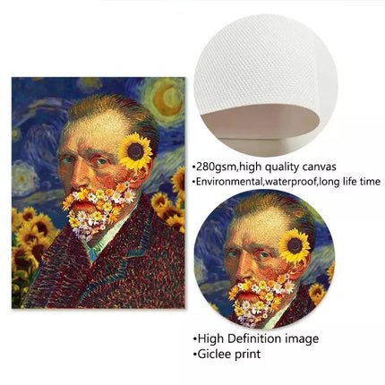 Funny Abstract-Art Van Gogh Friends Wall Canvas