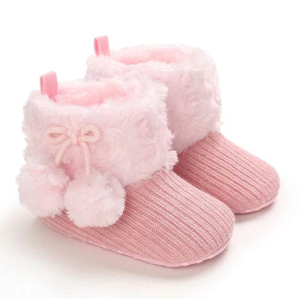 Baby Girl Plush Pink Boots Kids Footwear - Mad Fly Essentials