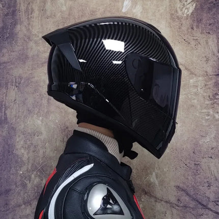 Double Visor Full Face Blue Teeth Motorcycle Helmet