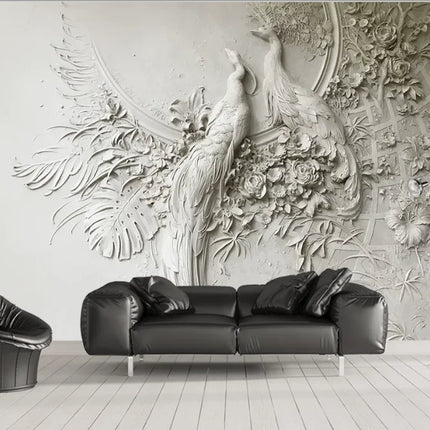 Wallpaper Custom Relief 3D Peacock Beauty Mural Wallpaper - Wallpaper - Jiadou-Melin - Mad Fly Essentials
