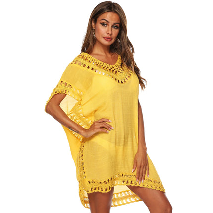 Beach Dress Women Crochet Cover Up Solid Swimsuit Dress - Beach Dress - Mafirry - Mad Fly Essentials