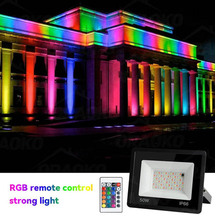 RGB LED Outdoor Remote-Controlled Floodlights - Mad Fly Essentials