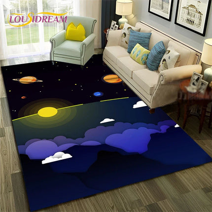 Area Rug Kids Room 3D Universe Galaxy Living Rug - Area Rug - Lousidream - Mad Fly Essentials