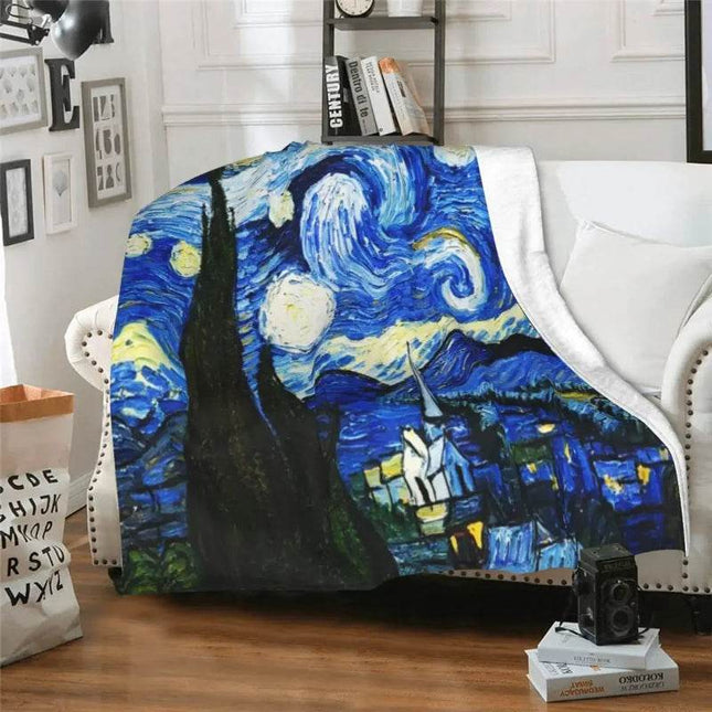 Van Gogh Starry Night Flannel Throw Blanket - Mad Fly Essentials