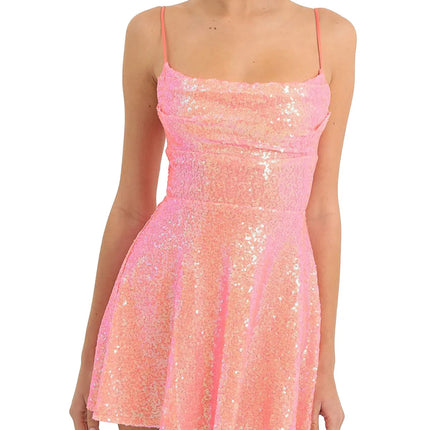 A-Line Dress Women 90s Lace Sequin Mini Party Dress - A-Line Dress - AllNeon - Mad Fly Essentials