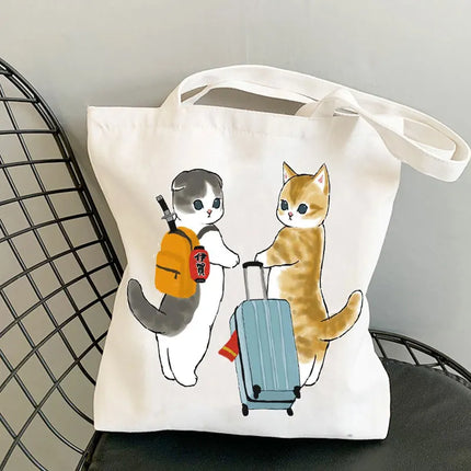 Asian Style Cat Animal Reusable Shopping Bag